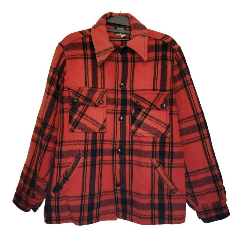 Vintage Woolrich Red and Black‎ Plaid Work Jacket